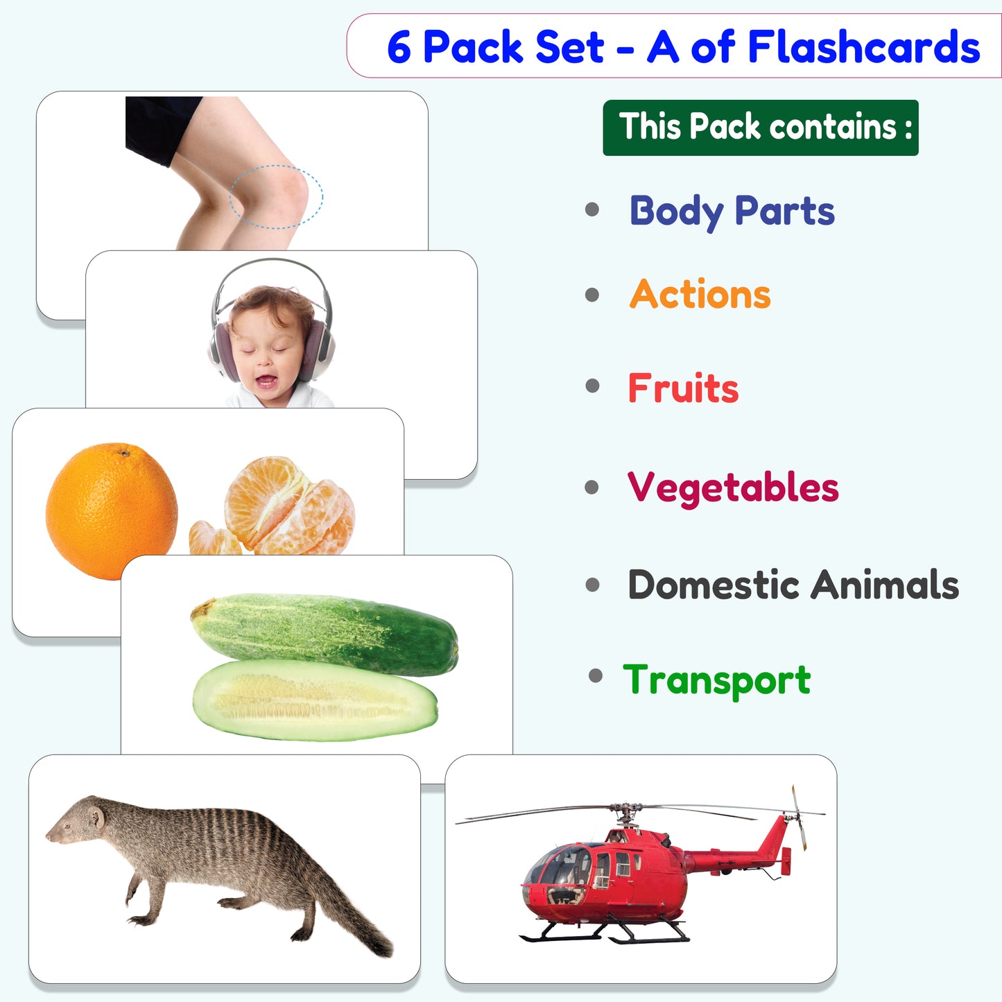 6 Pack of Set (A) Flash Cards